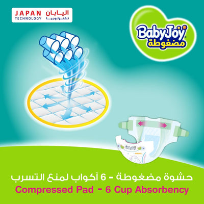 Babyjoy Compressed Diamond Pad, Size 1, Newborn, 0-4 Kg, Value Pack, 44 Diapers
