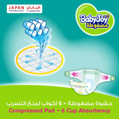Babyjoy Compressed Diamond Pad, Size 4+, Large+, 12-21 Kg, Jumbo Box, 88 Diapers
